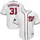 Nationals 31 Max Scherzer White 2019 World Series Champions Cool Base Jersey,baseball caps,new era cap wholesale,wholesale hats